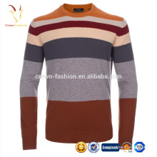 Top-Qualität Cashmere Streifen Rundhalsausschnitt Pullover Strickmuster Free Sweater